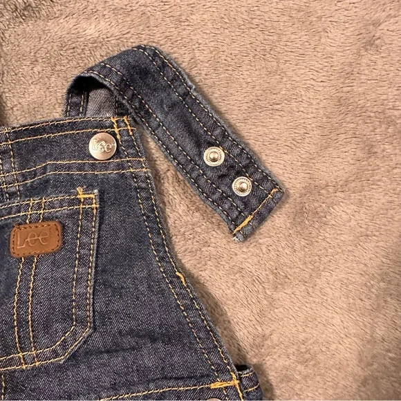 Lee Denim Button Snap Shortalls / Overalls - 12 Months - Picture 5 of 6